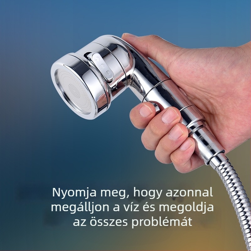 ABS zuhanykészlet, falra szerelhető, turbófej, háromfokozatú állítás, egyetlen gombbal víz leállítása
