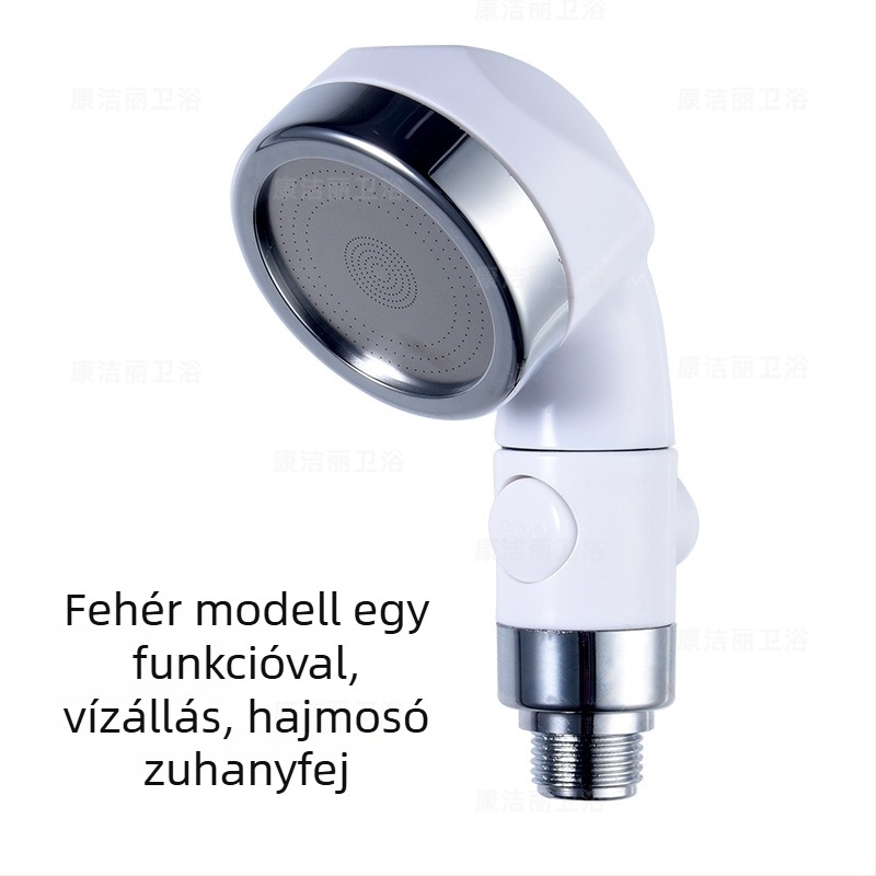 ABS zuhanykészlet, falra szerelhető, turbófej, háromfokozatú állítás, egyetlen gombbal víz leállítása