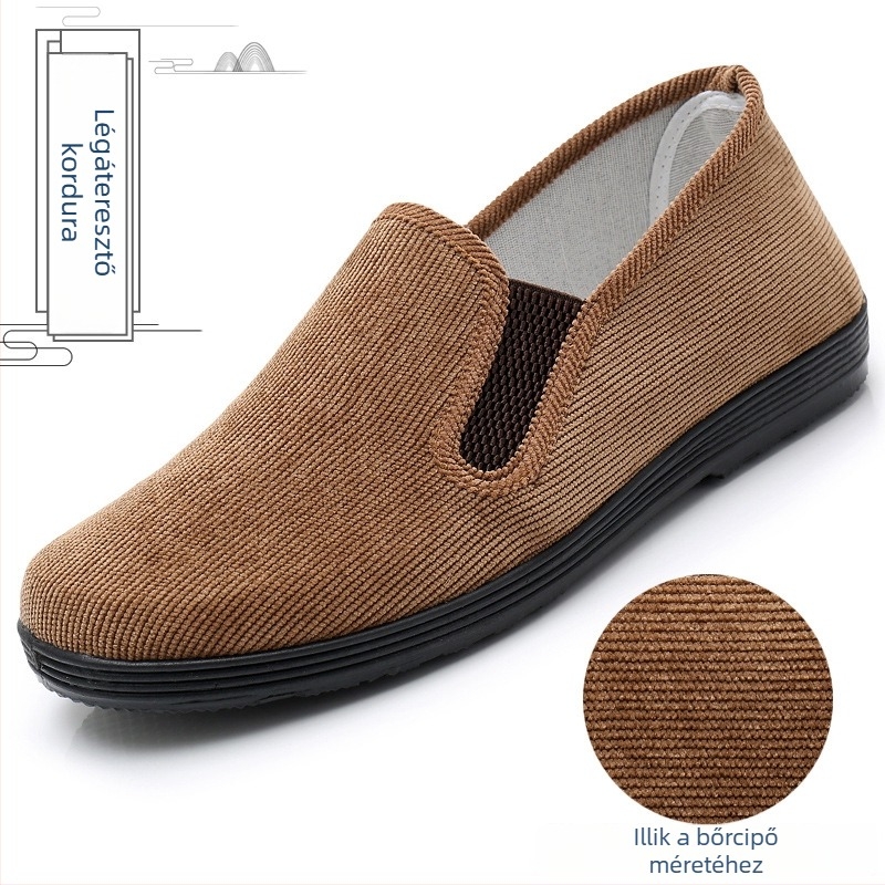 Férfi Slip-on cipő suede felsőrésszel, elastikus pántos záródás, gumírozott talppal, lélegző
