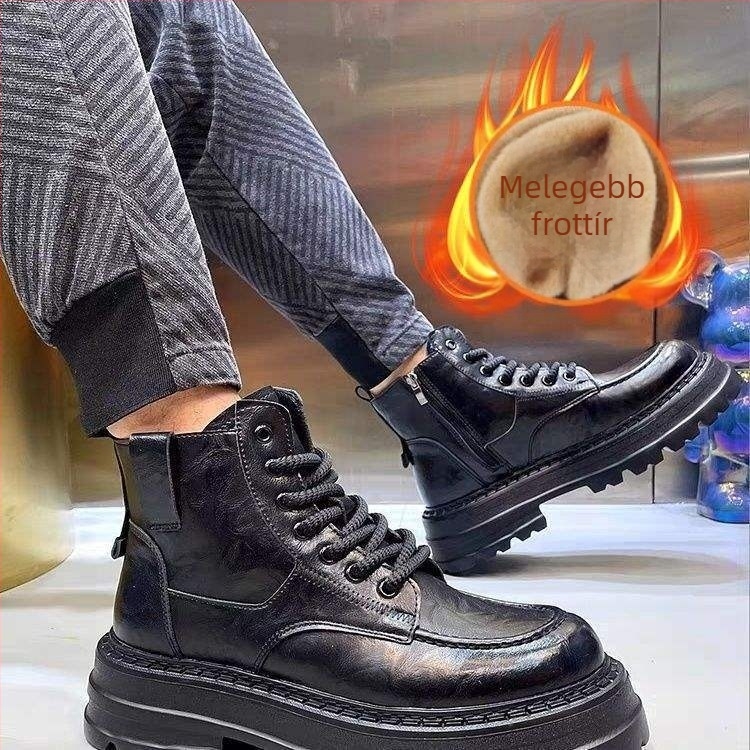 Martin bakancs férfiaknak – PU felsőrész, PU talpabetét, kompozit talp, magasságot növelő vastag talp, lazább stílus