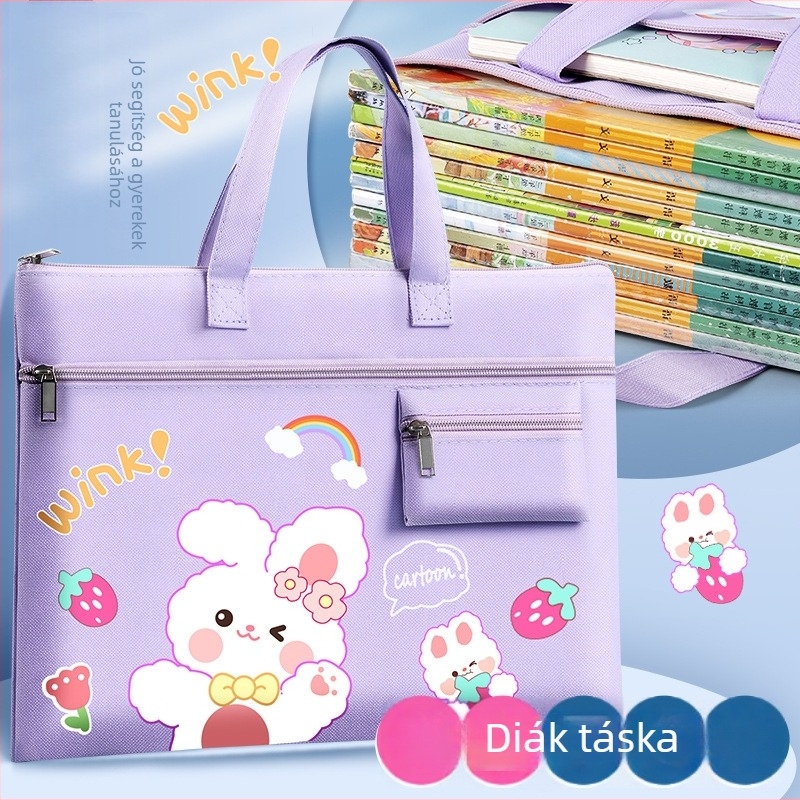 Bedome vászon iskolatáska, cipzáras, karikatúra dizájn