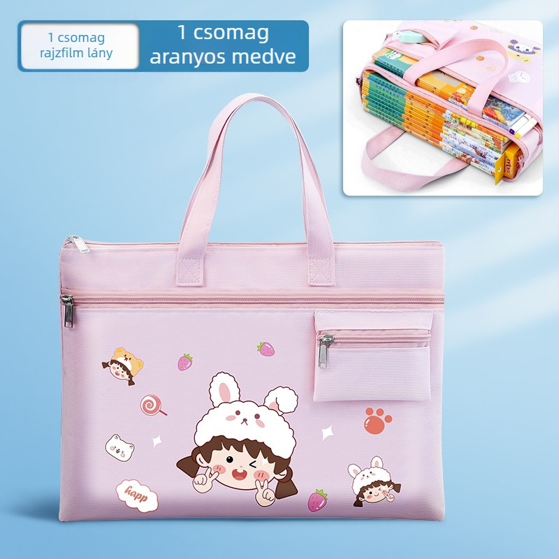 Bedome vászon iskolatáska, cipzáras, karikatúra dizájn