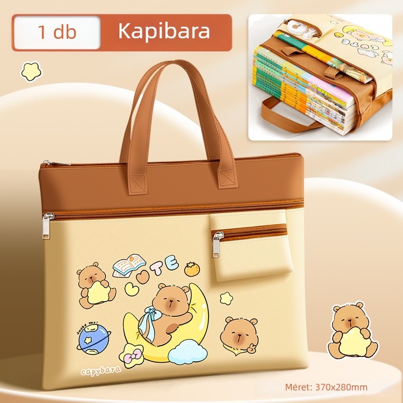 Bedome vászon iskolatáska, cipzáras, karikatúra dizájn