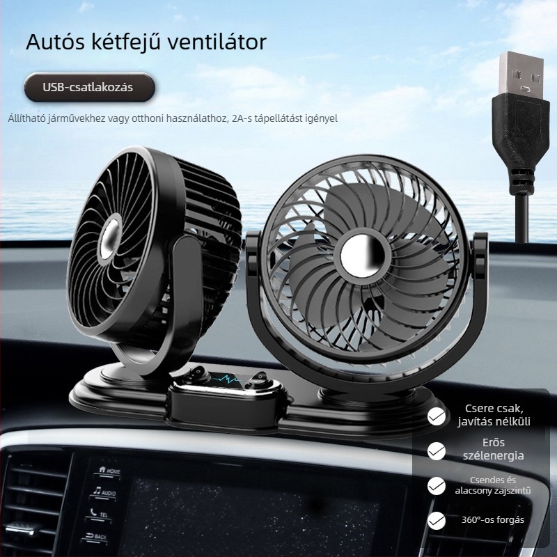 Autó ventilátor | Modell F623U, Teljesítmény 10W, Anyagok: ABS, PP, áramkör-lap, motor