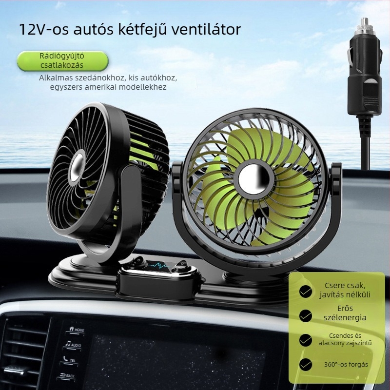 Autó ventilátor | Modell F623U, Teljesítmény 10W, Anyagok: ABS, PP, áramkör-lap, motor