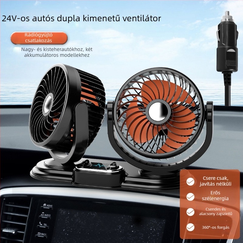 Autó ventilátor | Modell F623U, Teljesítmény 10W, Anyagok: ABS, PP, áramkör-lap, motor