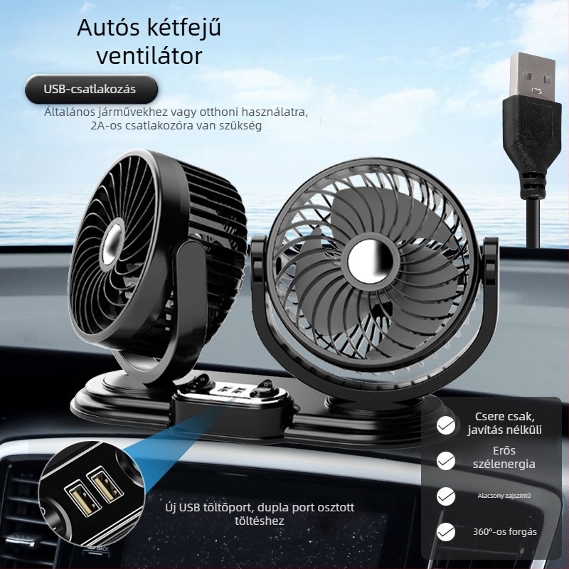 Autó ventilátor | Modell F623U, Teljesítmény 10W, Anyagok: ABS, PP, áramkör-lap, motor