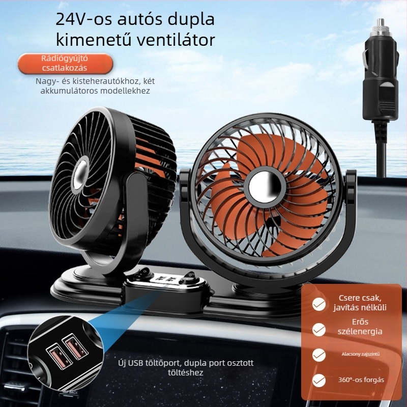 Autó ventilátor | Modell F623U, Teljesítmény 10W, Anyagok: ABS, PP, áramkör-lap, motor