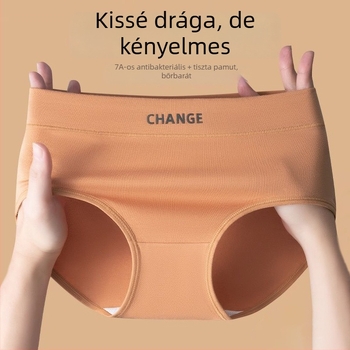 Női középmagas derekú alsónemű pamutból, lélegző és antibakteriális, háromszög fazonú, belső réteg mulberry selyemből