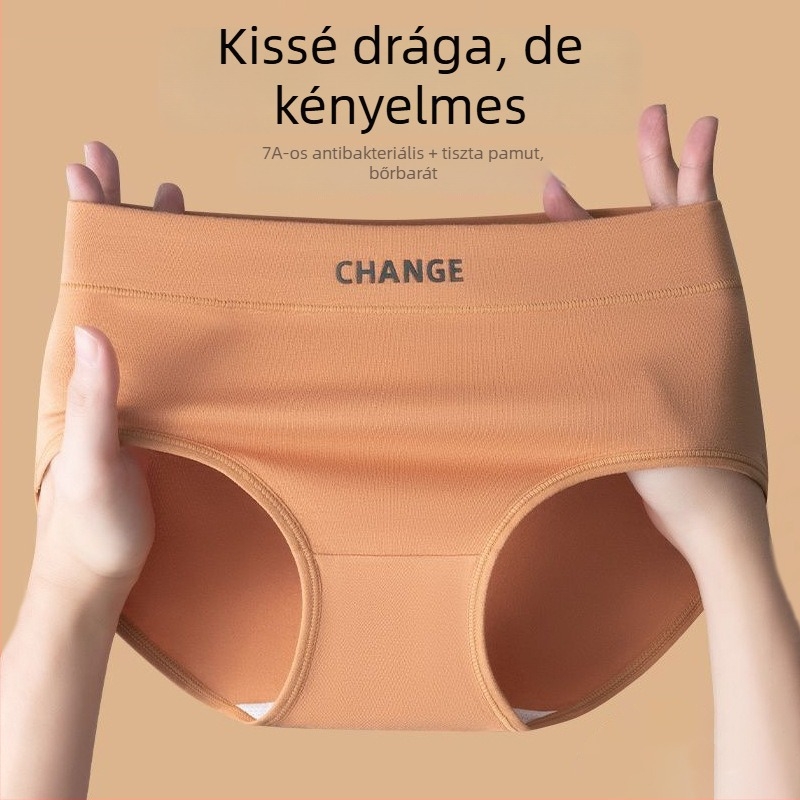 Női középmagas derekú alsónemű pamutból, lélegző és antibakteriális, háromszög fazonú, belső réteg mulberry selyemből