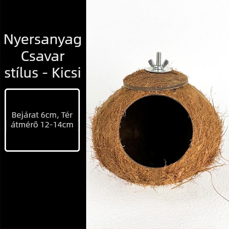 Hamster kókuszdióhéj fészek – egész éves menedék, kis kokosz fészek, táj dekoráció, arany hörcsög ház, villa-stílusú alvófészek