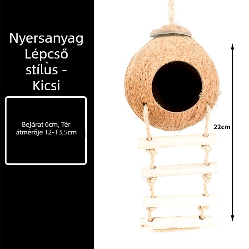 Hamster kókuszdióhéj fészek – egész éves menedék, kis kokosz fészek, táj dekoráció, arany hörcsög ház, villa-stílusú alvófészek