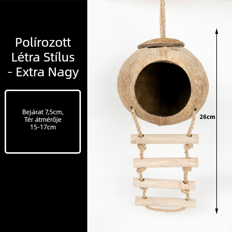 Hamster kókuszdióhéj fészek – egész éves menedék, kis kokosz fészek, táj dekoráció, arany hörcsög ház, villa-stílusú alvófészek