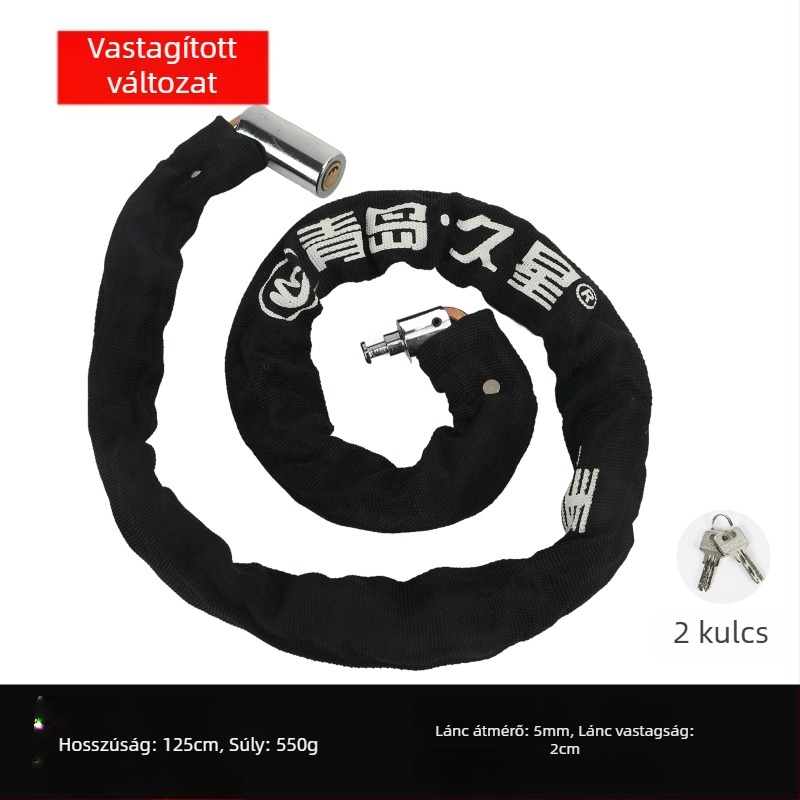 Lánczár kerékpárokhoz és motorkerékpárokhoz anti-lopás védelemmel, teljes rézből készült záróhengerrel, modellek 6608-1, 6610-1, 6612-1, 6615-1