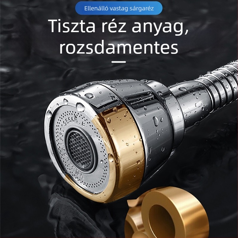Konyhai csaptelekiterjesztő adapter univerzális átalakító csatlakozóval, 304 rozsdamentes acél, elektroplattolt felület, manuális telepítés, modell Semi-Copper