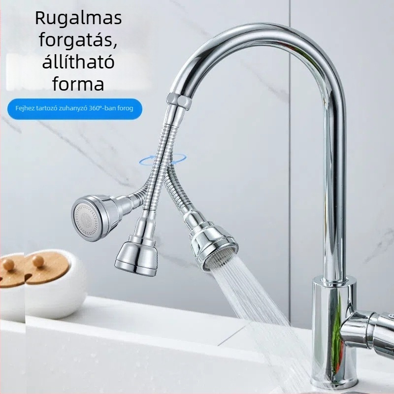 Konyhai csaptelekiterjesztő adapter univerzális átalakító csatlakozóval, 304 rozsdamentes acél, elektroplattolt felület, manuális telepítés, modell Semi-Copper