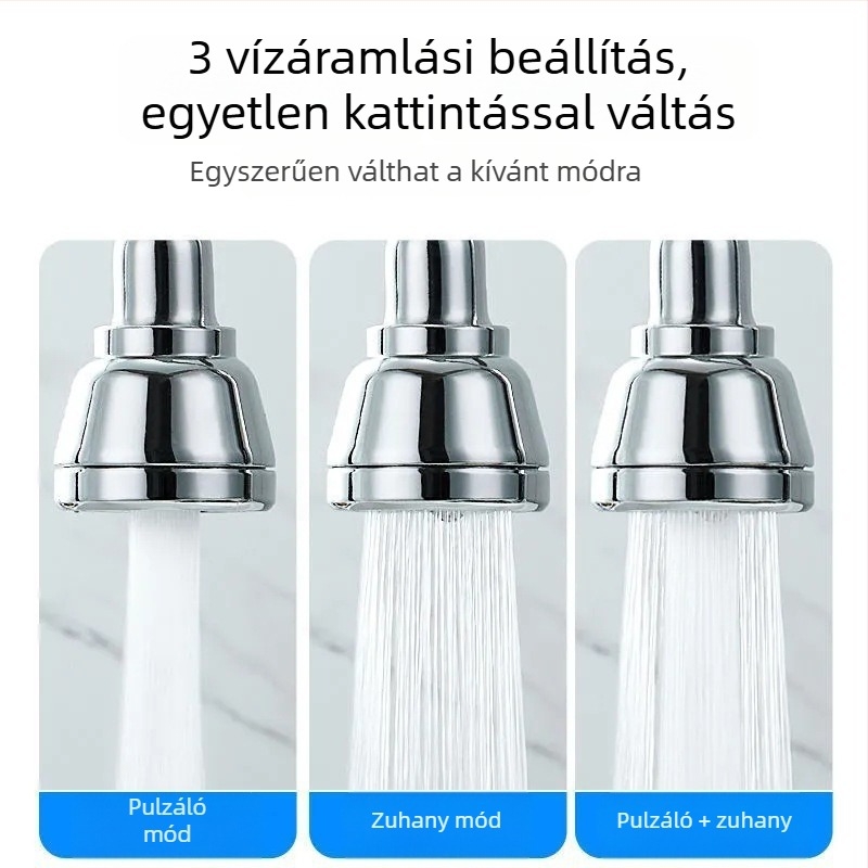 Konyhai csaptelekiterjesztő adapter univerzális átalakító csatlakozóval, 304 rozsdamentes acél, elektroplattolt felület, manuális telepítés, modell Semi-Copper