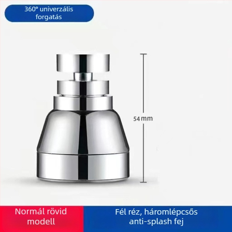 Konyhai csaptelekiterjesztő adapter univerzális átalakító csatlakozóval, 304 rozsdamentes acél, elektroplattolt felület, manuális telepítés, modell Semi-Copper