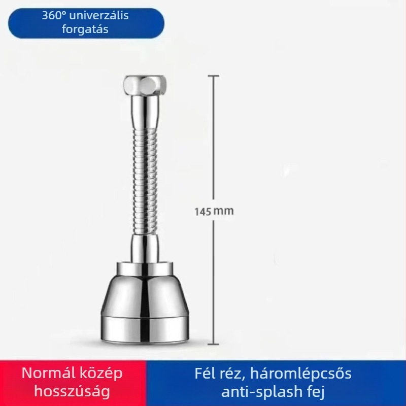 Konyhai csaptelekiterjesztő adapter univerzális átalakító csatlakozóval, 304 rozsdamentes acél, elektroplattolt felület, manuális telepítés, modell Semi-Copper