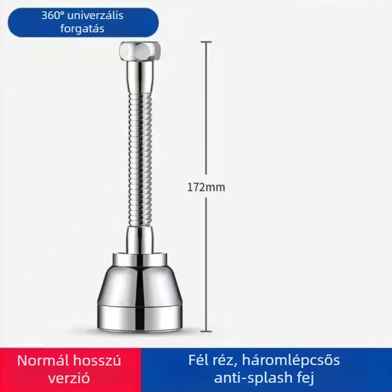 Konyhai csaptelekiterjesztő adapter univerzális átalakító csatlakozóval, 304 rozsdamentes acél, elektroplattolt felület, manuális telepítés, modell Semi-Copper