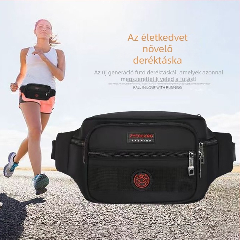 Férfi övtáska, nylonból, vízálló, egyszínű, poliészter bélés