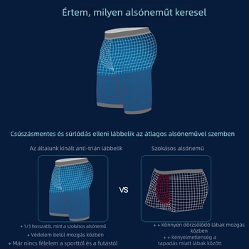 Férfi sportos boxer briefs hosszú lábbal, dörzsálló, gyorsan száradó, 90–95% viszkóz