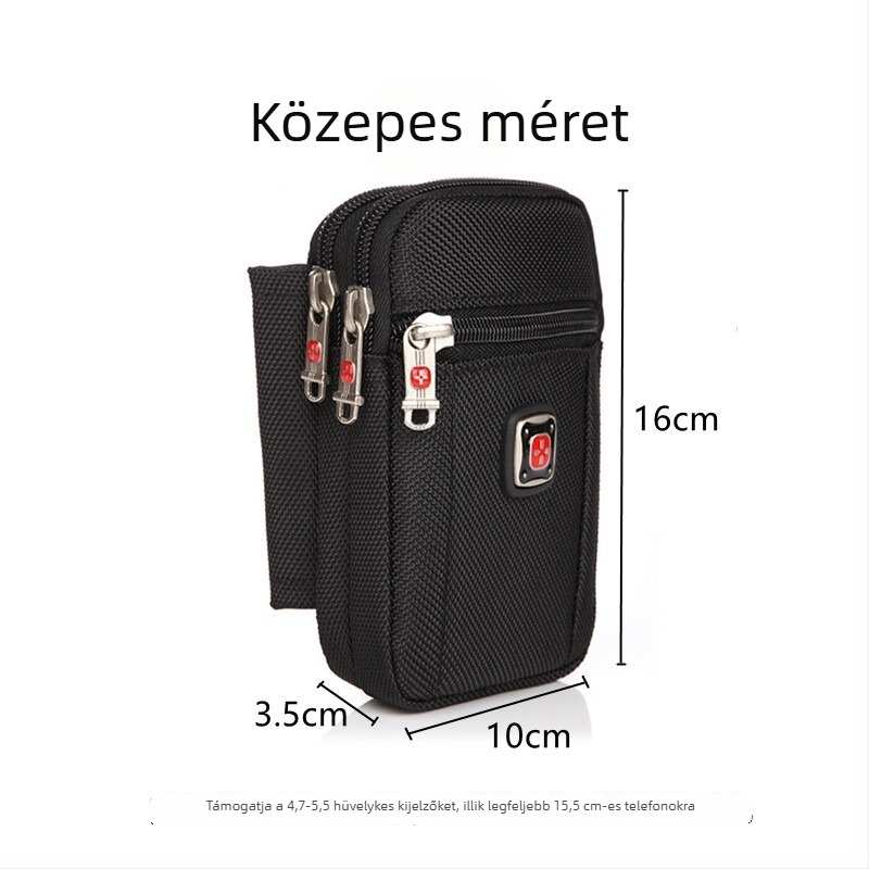 Férfi Oxford anyagú telefon táska cipzárral, függőleges négyszögletes formájú, utcai stílus