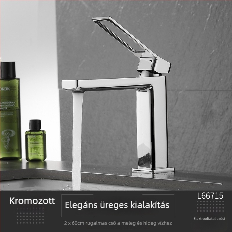 Réz mosdókeverő, asztali felszerelésű, kerámiás cartridge szeleppel, egykaros, 0-99°C, 0,8 MPa