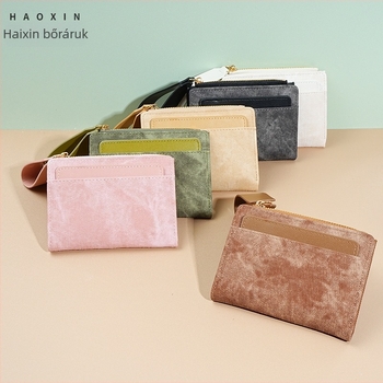 Haoxin női pénztárca, városi minimalist stílus, PU bőr, 2 hajtás, összecsukható, kompakt