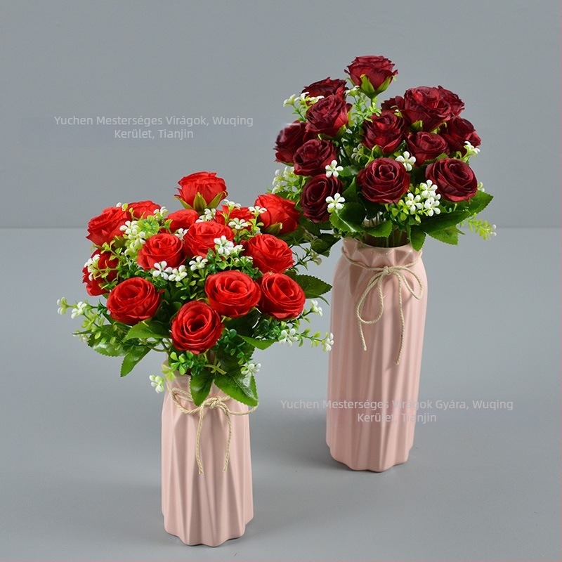 Yu Chen selyem rózsa csokor — mesterséges rózsák, stilizált szárak injekciós öntéssel