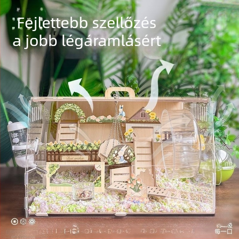 Fából készült hörcsögketrec, sajt alakú, beltéri használatra, minimalist stílus, szórakoztatás