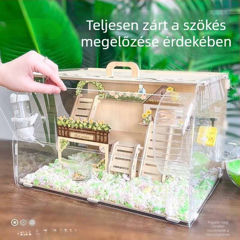 Fából készült hörcsögketrec, sajt alakú, beltéri használatra, minimalist stílus, szórakoztatás