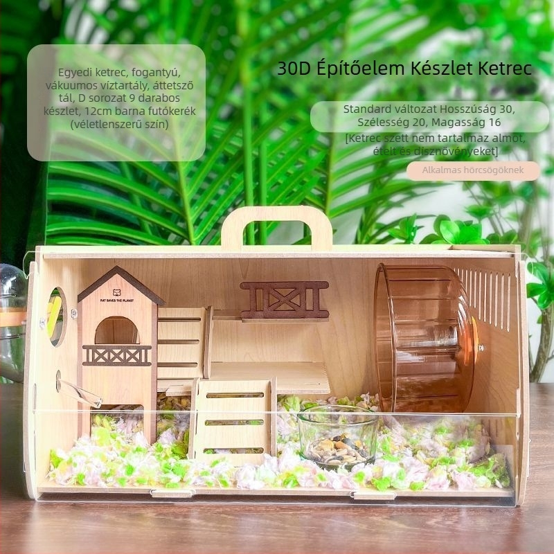 Fából készült hörcsögketrec, sajt alakú, beltéri használatra, minimalist stílus, szórakoztatás