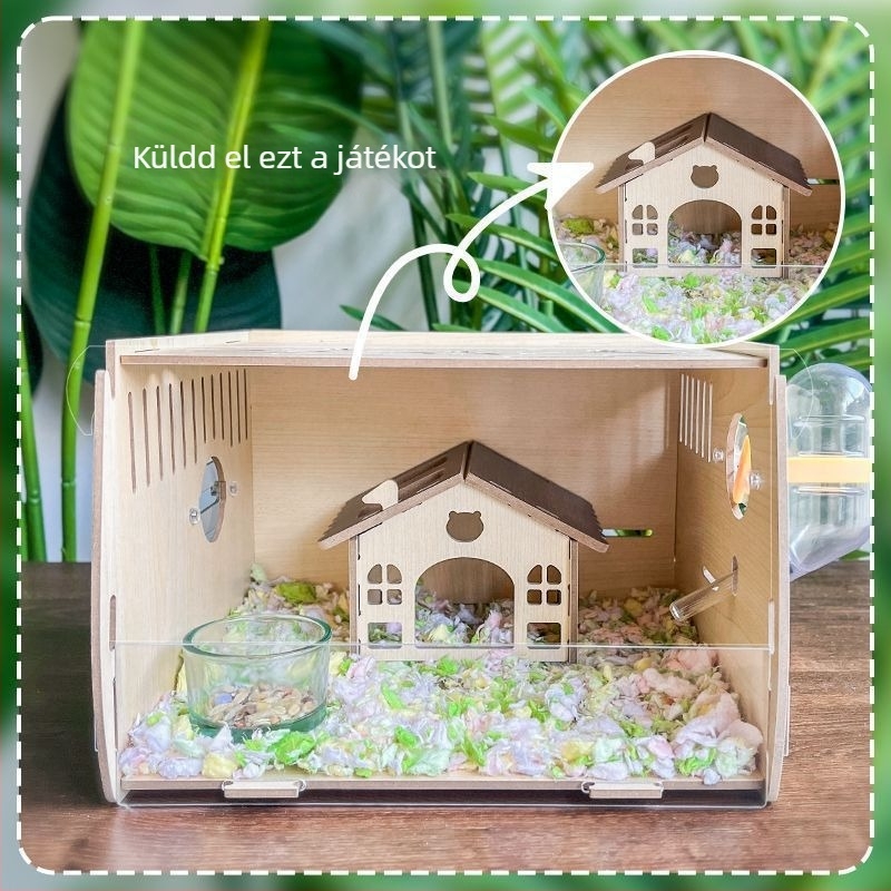 Fából készült hörcsögketrec, sajt alakú, beltéri használatra, minimalist stílus, szórakoztatás