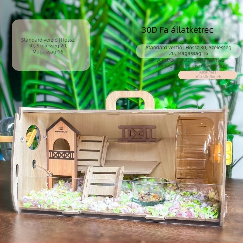 Fából készült hörcsögketrec, sajt alakú, beltéri használatra, minimalist stílus, szórakoztatás