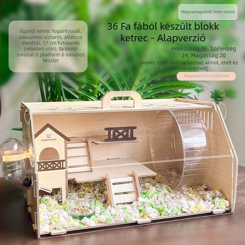 Fából készült hörcsögketrec, sajt alakú, beltéri használatra, minimalist stílus, szórakoztatás