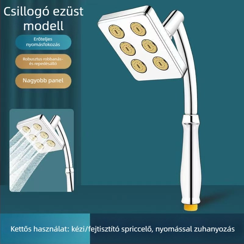 ABS zuhanyfej felső sugárzással és zuhatag-kimenettel, üzemmódok: eső, buborék és permet, menetes csatlakozás