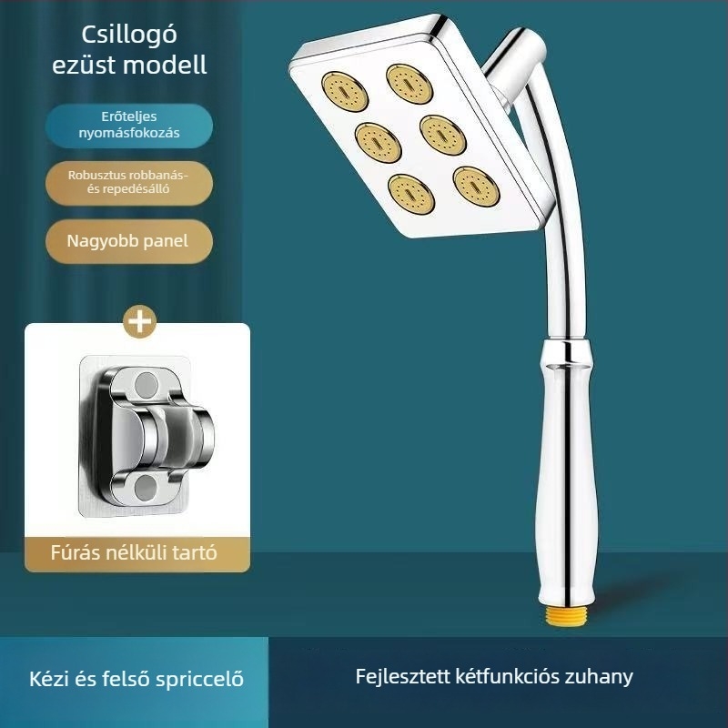 ABS zuhanyfej felső sugárzással és zuhatag-kimenettel, üzemmódok: eső, buborék és permet, menetes csatlakozás