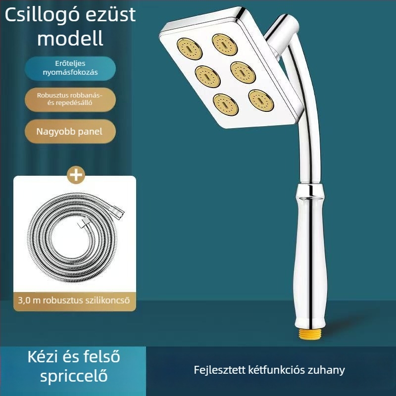 ABS zuhanyfej felső sugárzással és zuhatag-kimenettel, üzemmódok: eső, buborék és permet, menetes csatlakozás