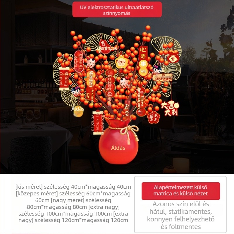 ablaküveg matricák – PVC elektrostatikus dekoratív matricák, 1 db, új kínai stílus, kereskedelmi létesítményekhez