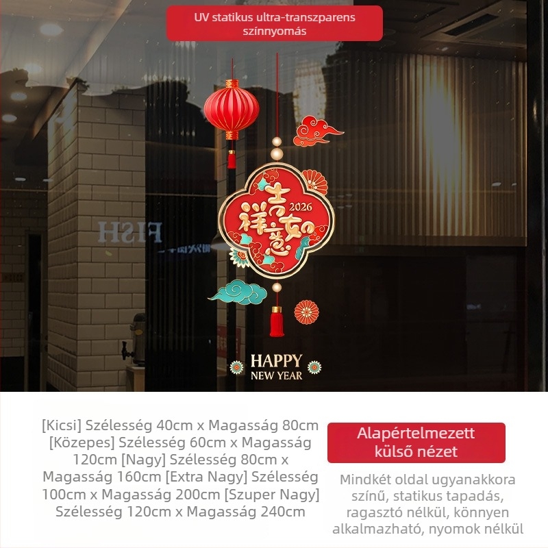 ablaküveg matricák – PVC elektrostatikus dekoratív matricák, 1 db, új kínai stílus, kereskedelmi létesítményekhez