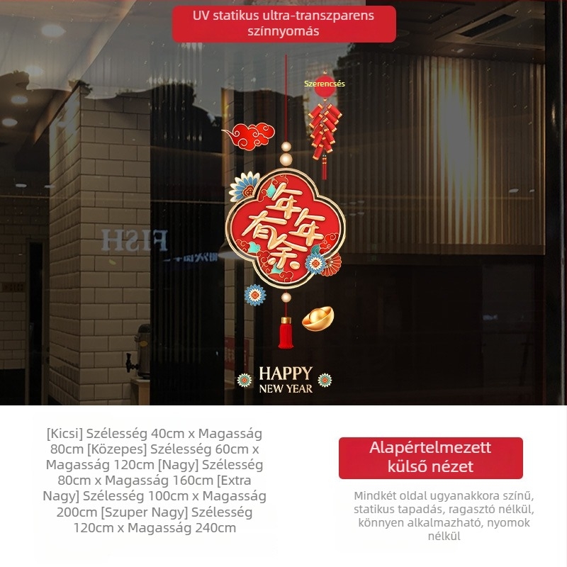 ablaküveg matricák – PVC elektrostatikus dekoratív matricák, 1 db, új kínai stílus, kereskedelmi létesítményekhez