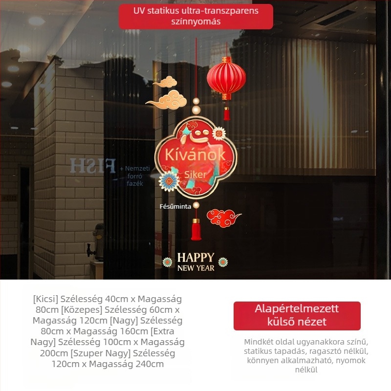 ablaküveg matricák – PVC elektrostatikus dekoratív matricák, 1 db, új kínai stílus, kereskedelmi létesítményekhez