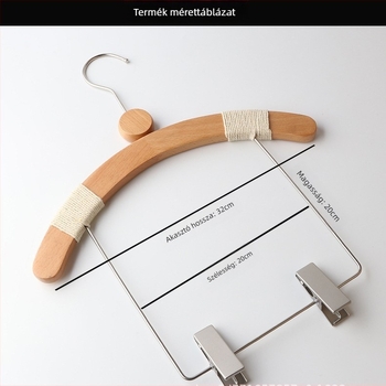 Gyerekeknek készült fa ruhaszárító vállfák, csúszásmentes, nadrágklipszekkel, 10 darabos készlet, testreszabható