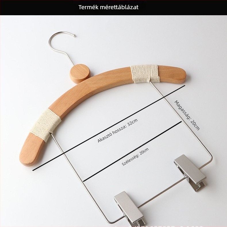 Gyerekeknek készült fa ruhaszárító vállfák, csúszásmentes, nadrágklipszekkel, 10 darabos készlet, testreszabható