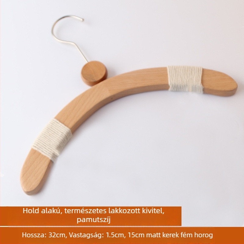 Gyerekeknek készült fa ruhaszárító vállfák, csúszásmentes, nadrágklipszekkel, 10 darabos készlet, testreszabható