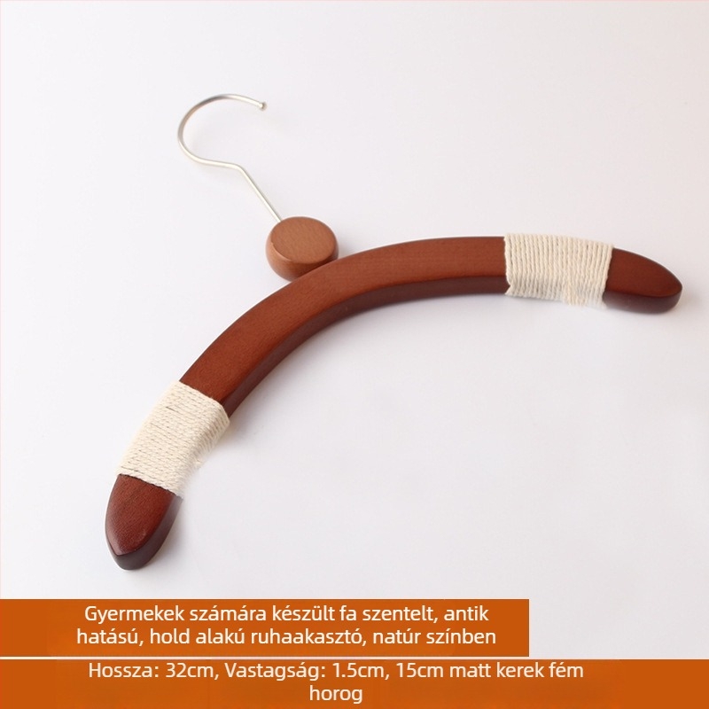 Gyerekeknek készült fa ruhaszárító vállfák, csúszásmentes, nadrágklipszekkel, 10 darabos készlet, testreszabható