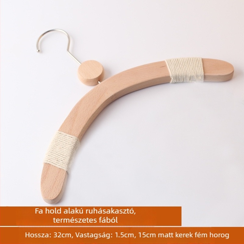 Gyerekeknek készült fa ruhaszárító vállfák, csúszásmentes, nadrágklipszekkel, 10 darabos készlet, testreszabható