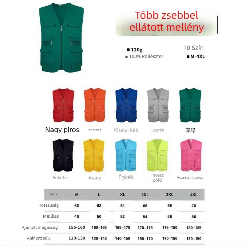 Személyre szabott önkéntes munkás mellény nyomtatott logóval, kapucnival és cipzárral, egyszínű minta, fő anyag: 100% poliészter, egyenes cső szabás, minden évszakra megfelelő