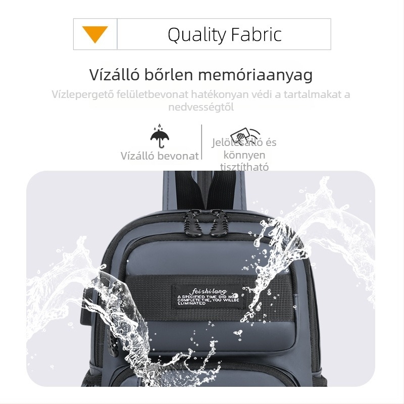 Férfi mellkas-táska - vízálló membrán, bővíthető kialakítás, nagy kapacitás, 8 hüvelykes laptophoz illeszkedik, multifunkcionális kereszttest válltáska